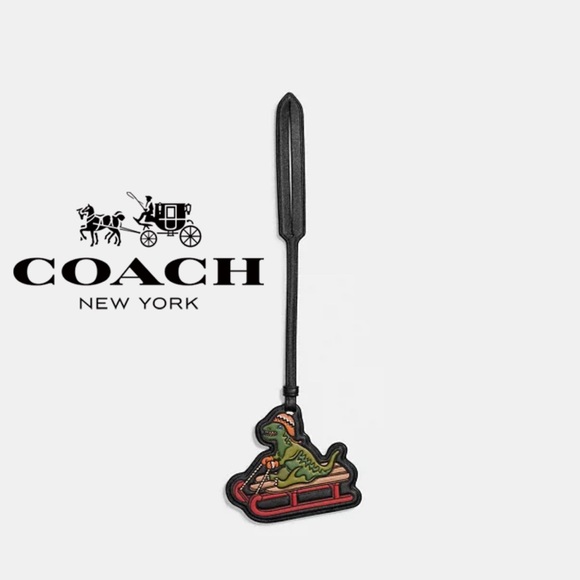 NWT Coach Rexy Sled Bag Charm Signature Canvas Leather Dinosaur Keychain - Picture 1 of 6